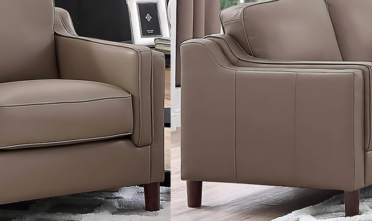 Leather 3-Seater Sofa with Curved Arms