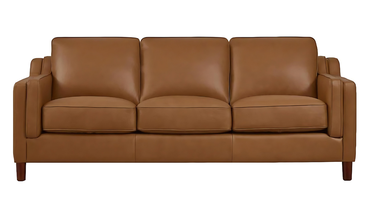 Leather 3-Seater Sofa with Curved Arms