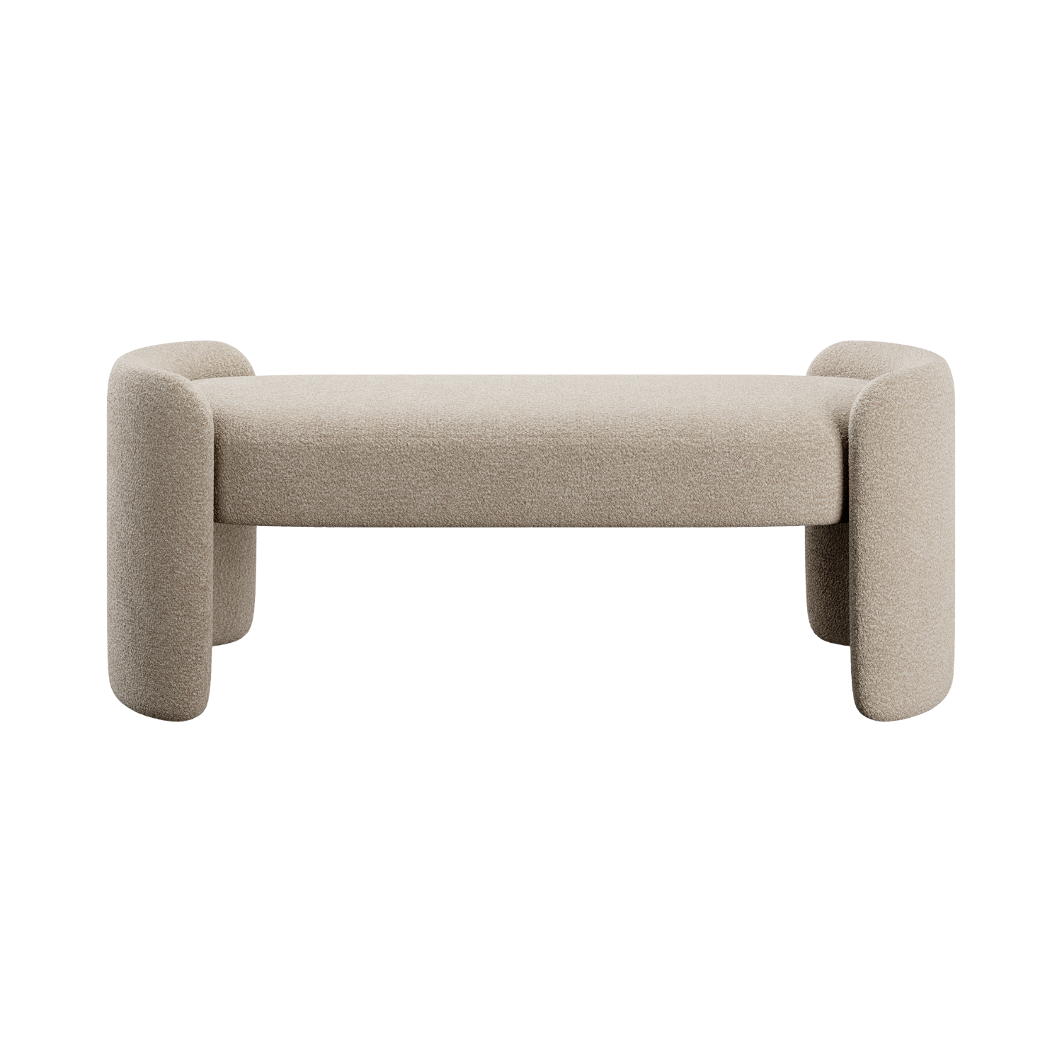 Elora Bench in Greige Boucle Fabric