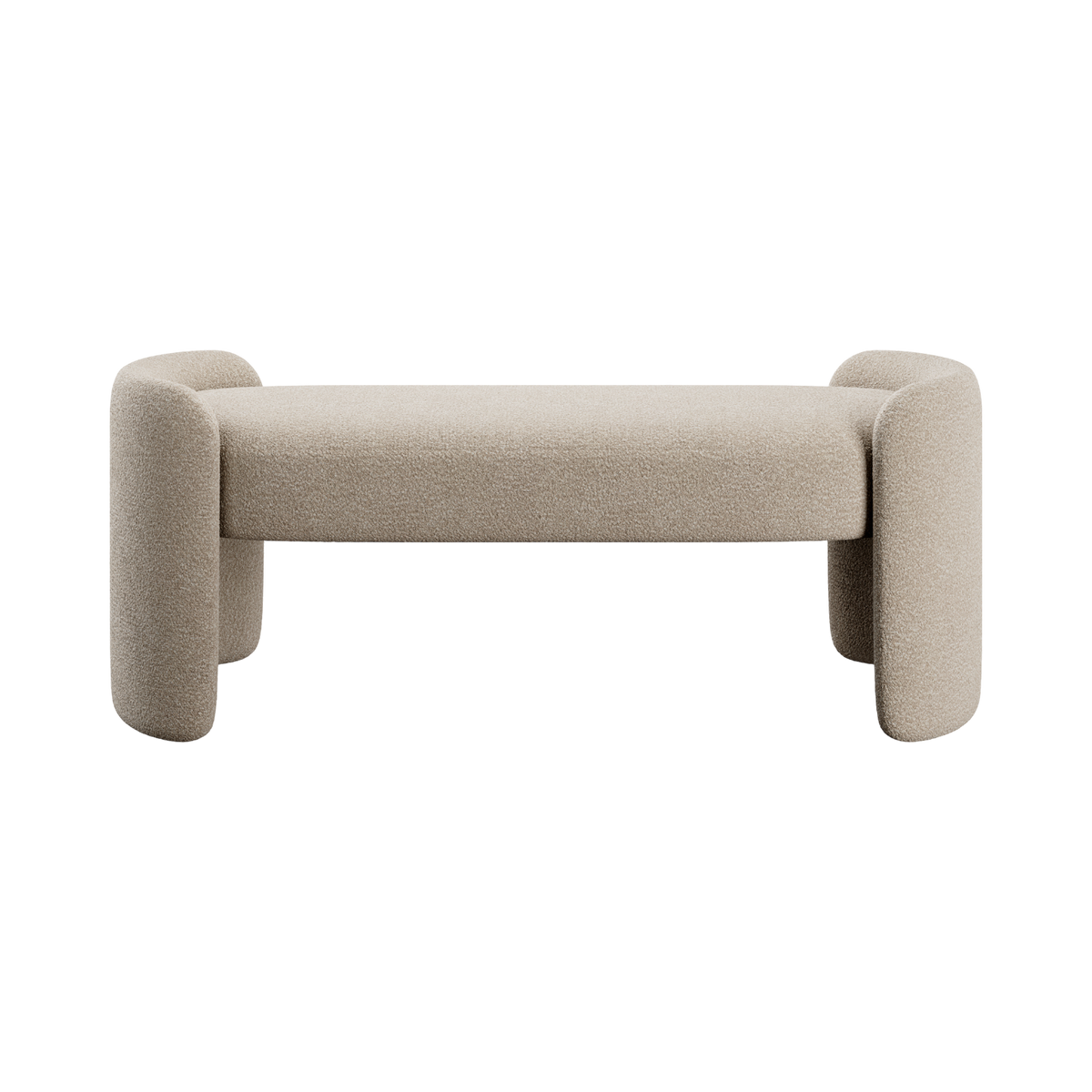 Elora Bench in Greige Boucle Fabric