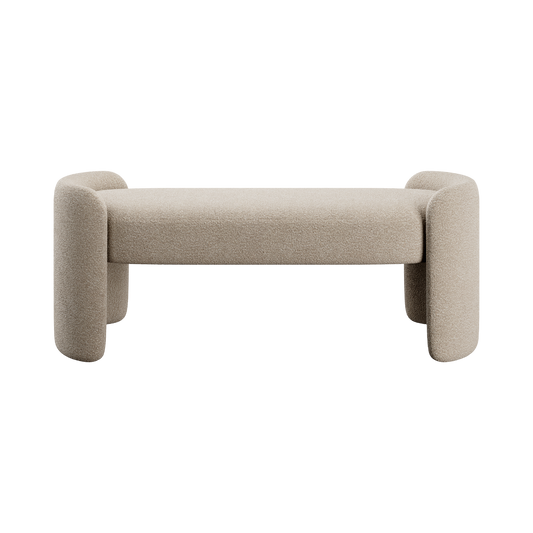 Elora Bench in Greige Boucle Fabric