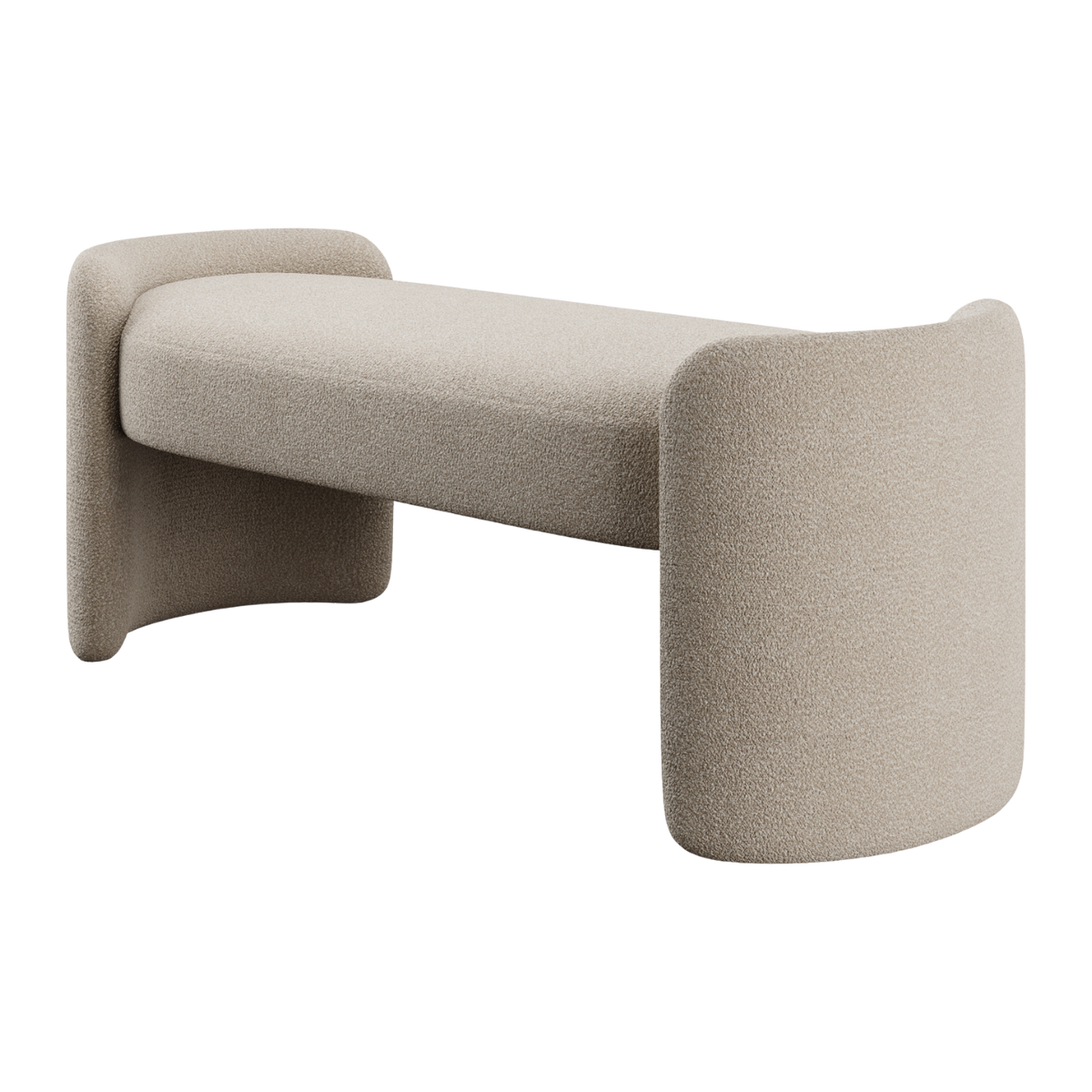 Elora Bench in Greige Boucle Fabric