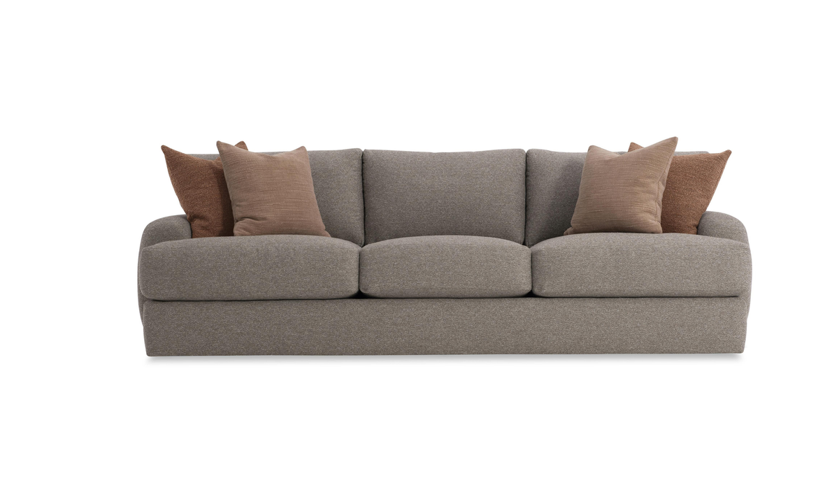 Fabric Sofa with Oversized Roll Arms in Soft Grey