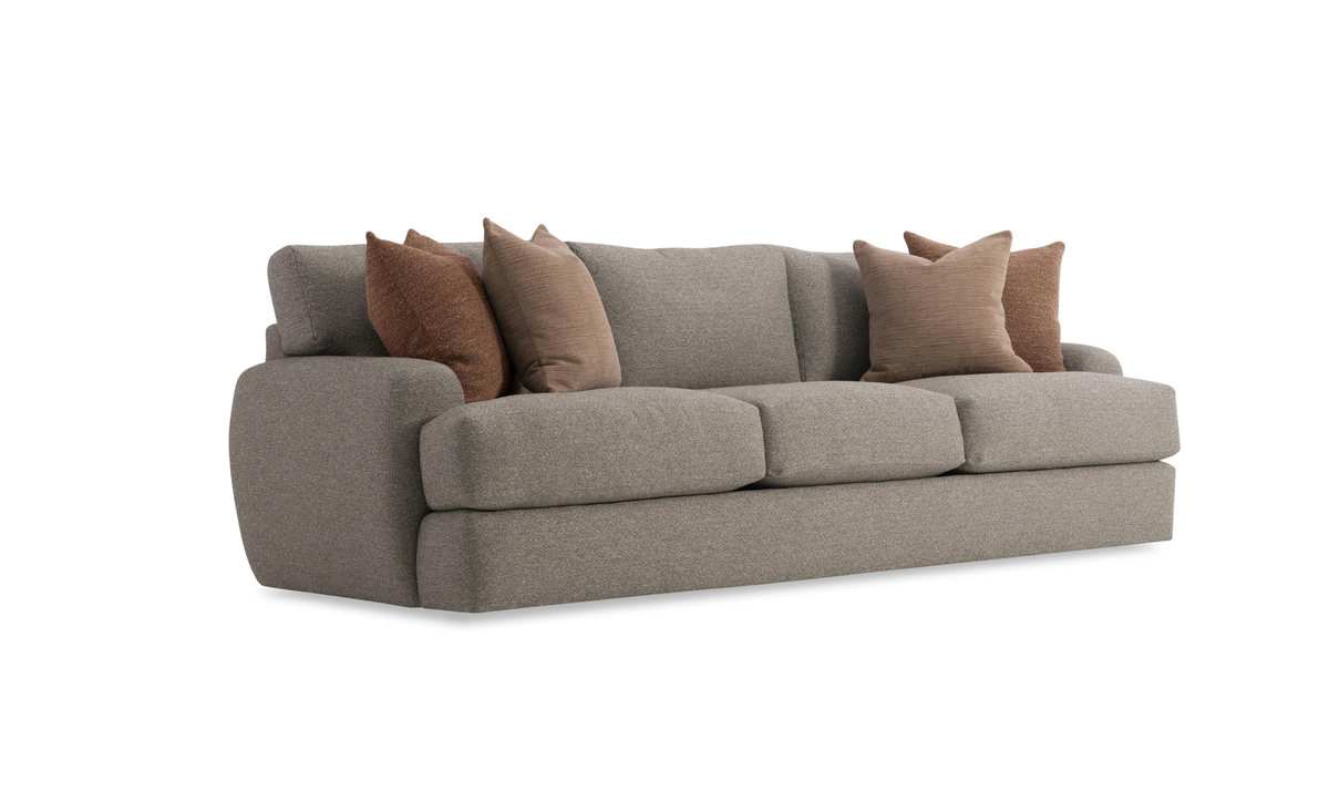 Fabric Sofa with Oversized Roll Arms in Soft Grey