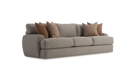 Fabric Sofa with Oversized Roll Arms in Soft Grey