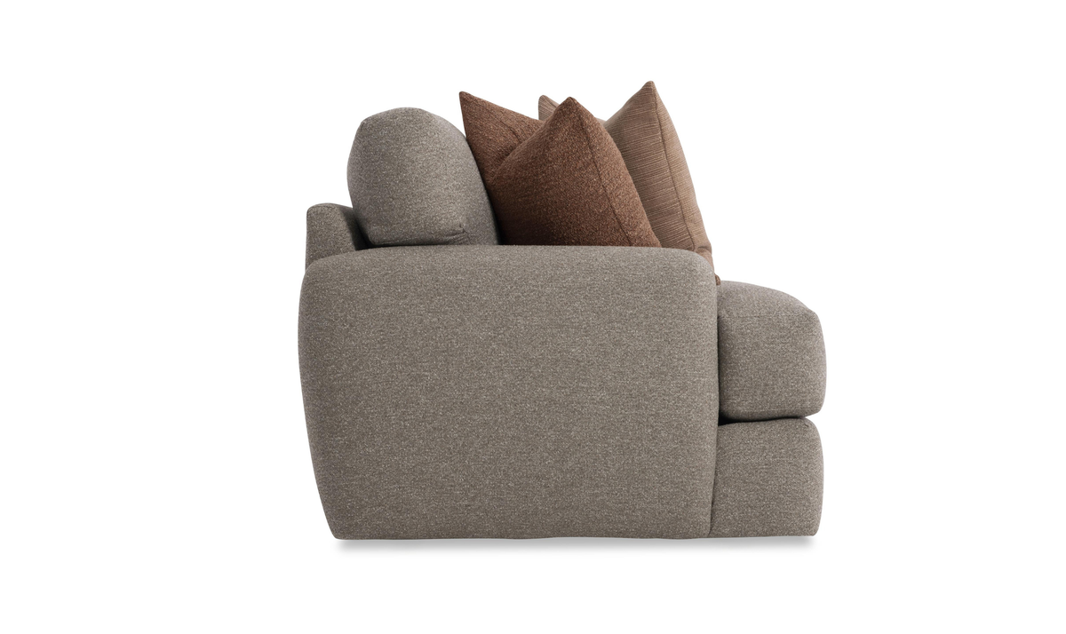 Fabric Sofa with Oversized Roll Arms in Soft Grey