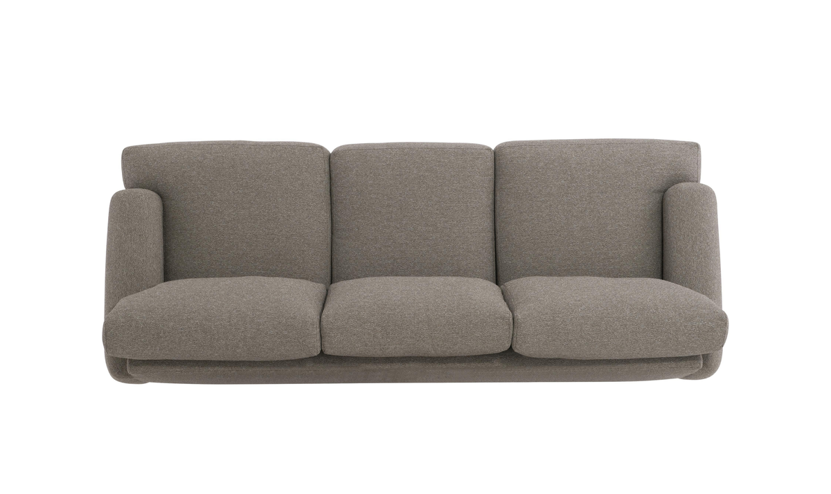 Fabric Sofa with Oversized Roll Arms in Soft Grey