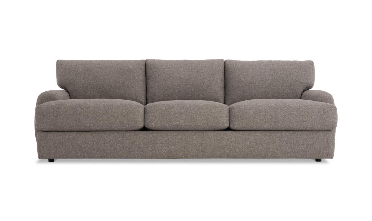 Fabric Sofa with Oversized Roll Arms in Soft Grey