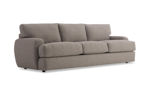 Fabric Sofa with Oversized Roll Arms in Soft Grey