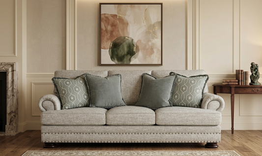 3 Seater Sofa with Rolled Arms in Fabric Upholstery