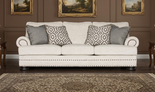 3 Seater Sofa with Rolled Arms in Fabric Upholstery
