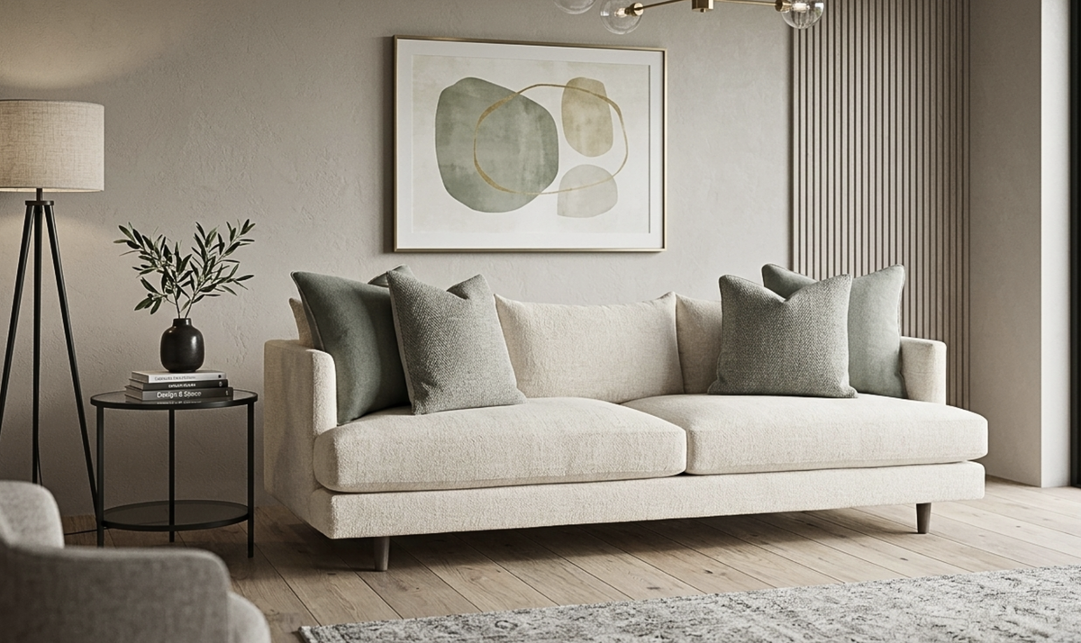 Fabric Sofa with Tuxedo-Style Arms in Colette Design