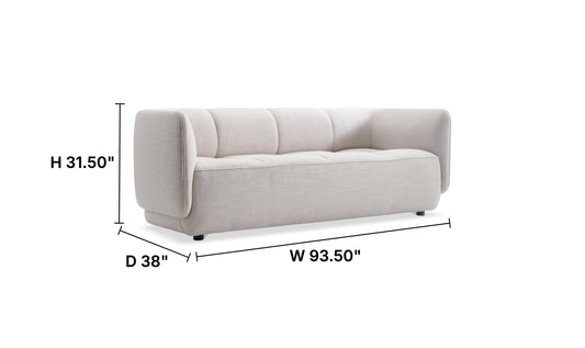 Modern Fabric Shelter Arm Sofa in Beige with Sleek Lines