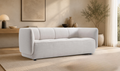 Modern Fabric Shelter Arm Sofa in Beige with Sleek Lines
