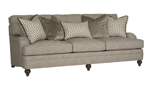 3 Seater Fabric Sofa in Brown with Tufted Back