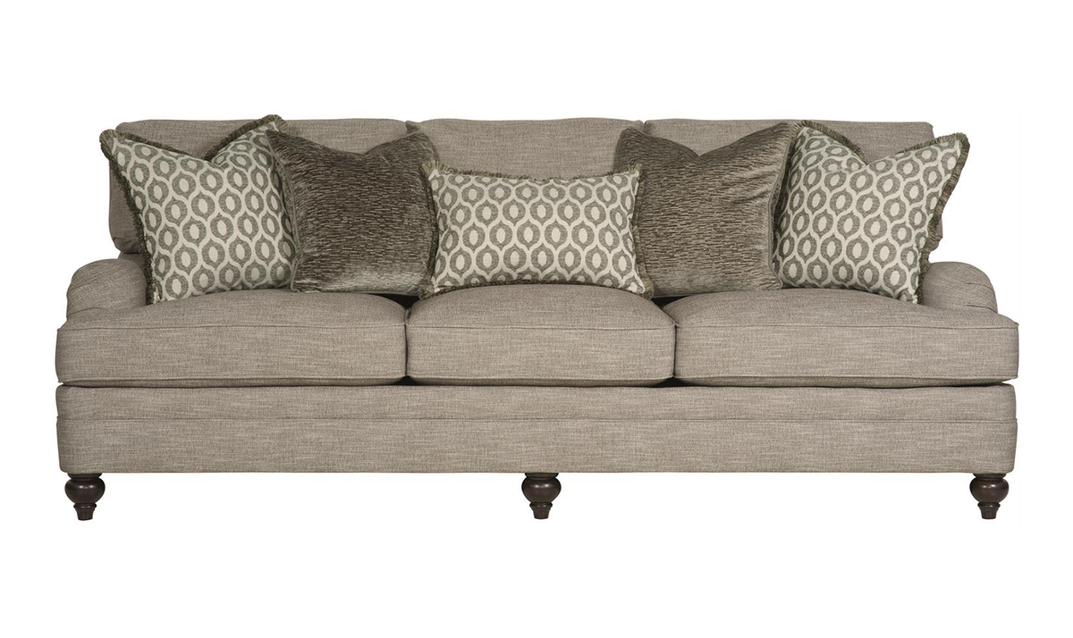 3 Seater Fabric Sofa in Brown with Tufted Back