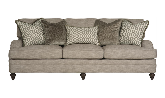 3 Seater Fabric Sofa in Brown with Tufted Back