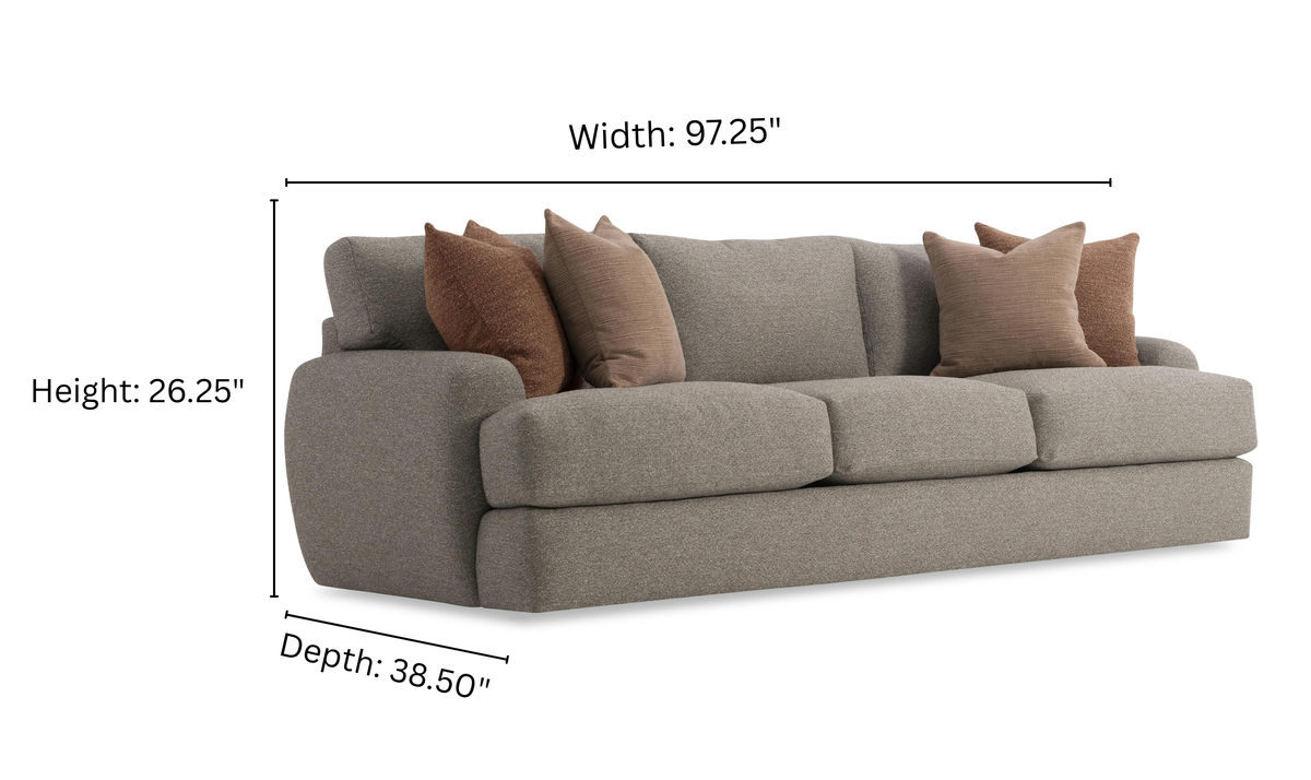 Fabric Sofa with Oversized Roll Arms in Soft Grey