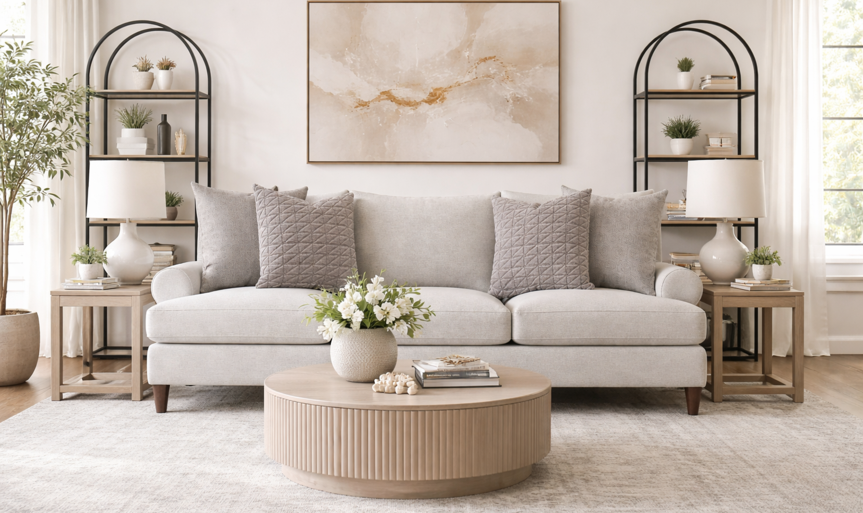 3-Seater Fabric Sofa with Contemporary Design