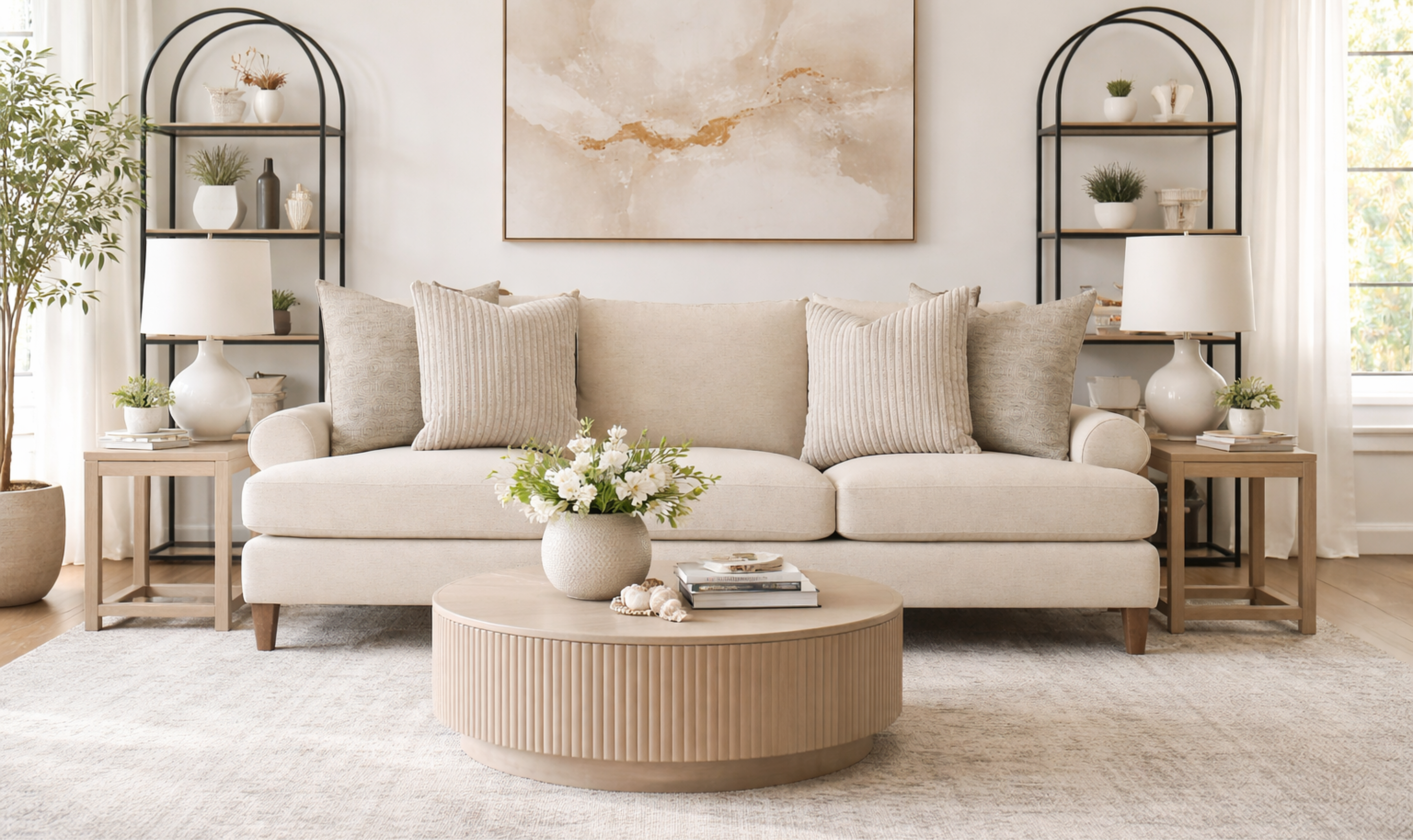 3-Seater Fabric Sofa with Contemporary Design