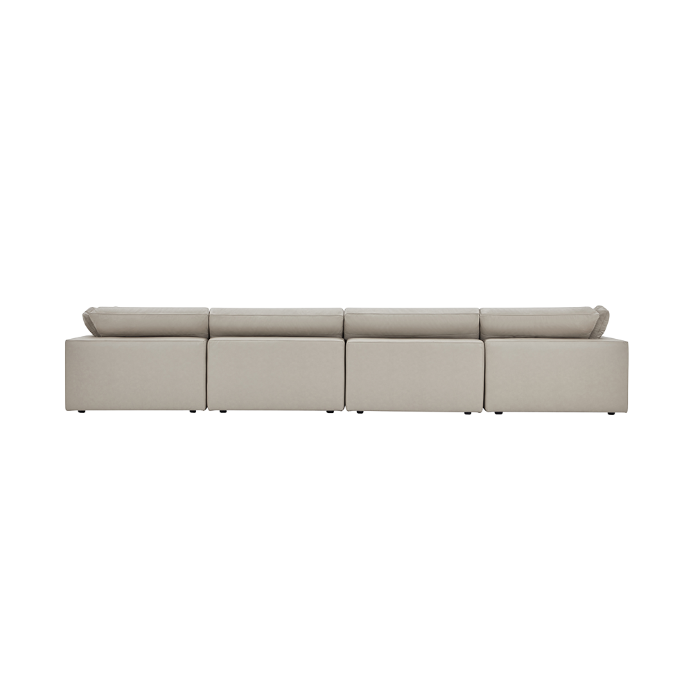 Modular Sofa Set in Mocha Leather with Ottoman