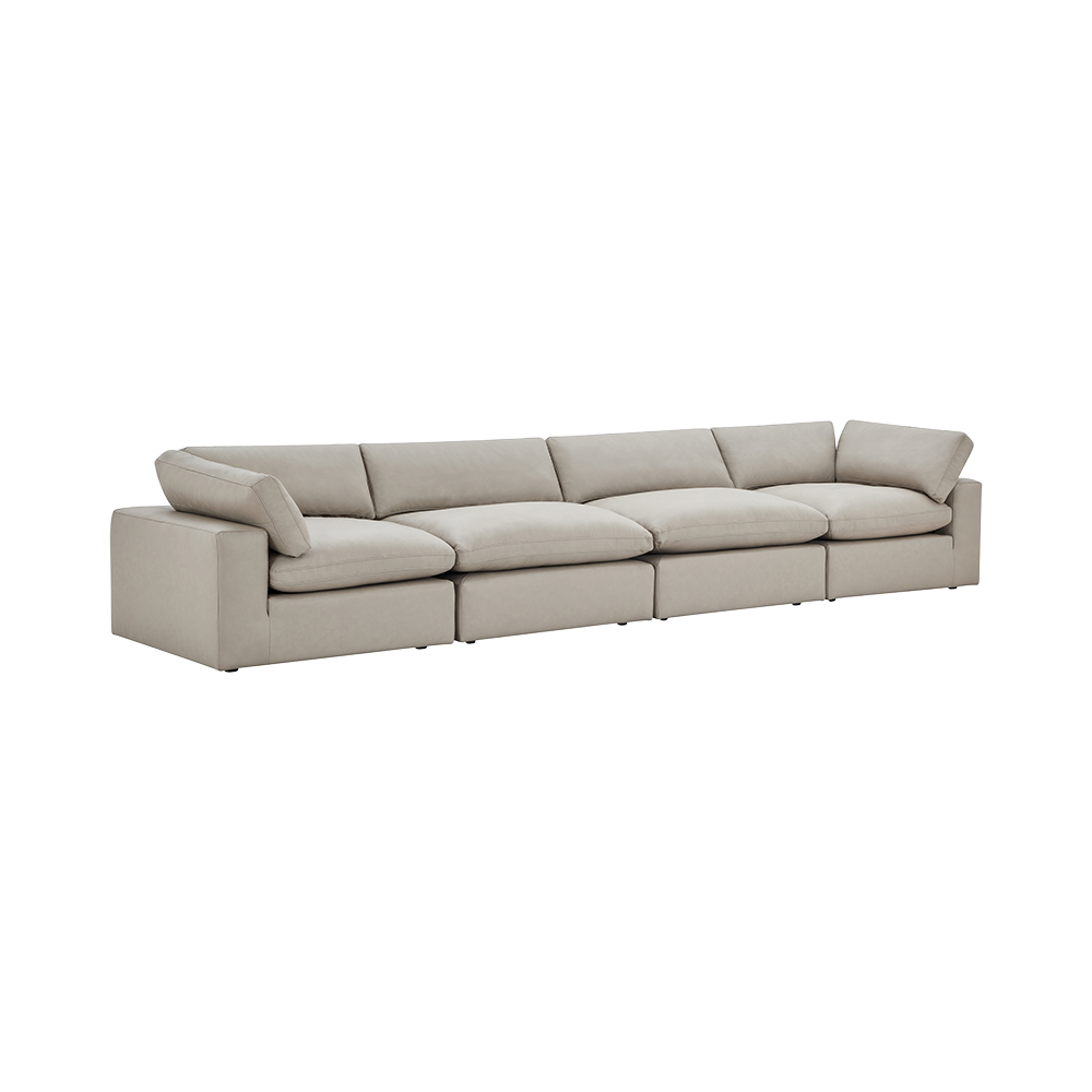 Modular Sofa in Mocha Leather with 4-Piece Design