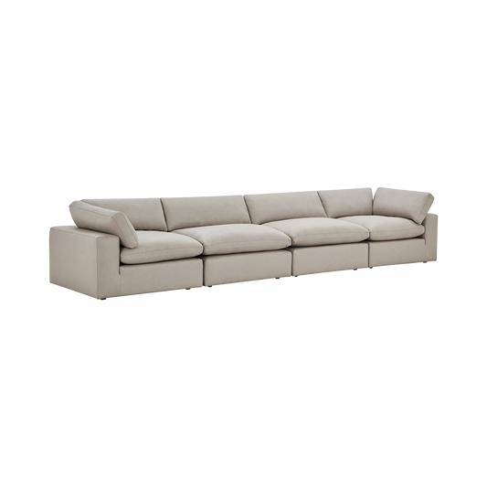 Modular Sofa in Mocha Leather with 4-Piece Design