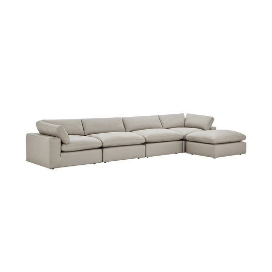 Modular Sofa Set in Mocha Leather with Ottoman
