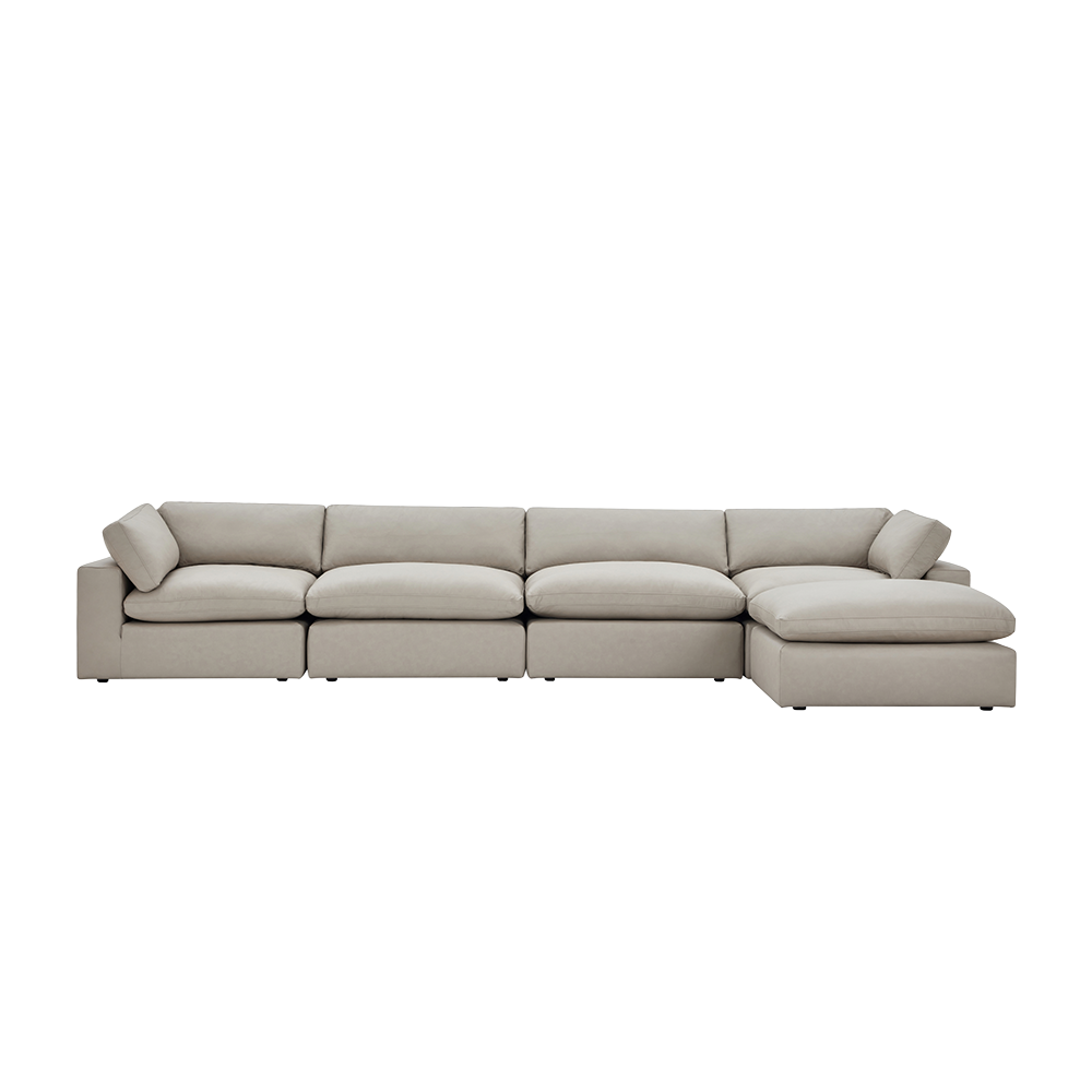 Modular Sofa Set in Mocha Leather with Ottoman