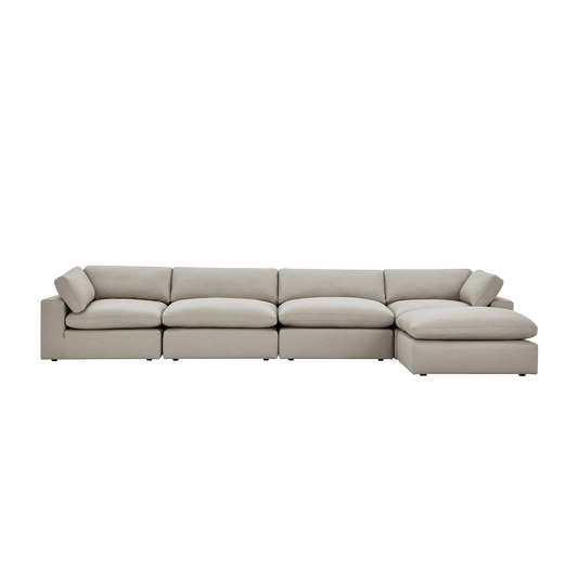 Modular Sofa Set in Mocha Leather with Ottoman