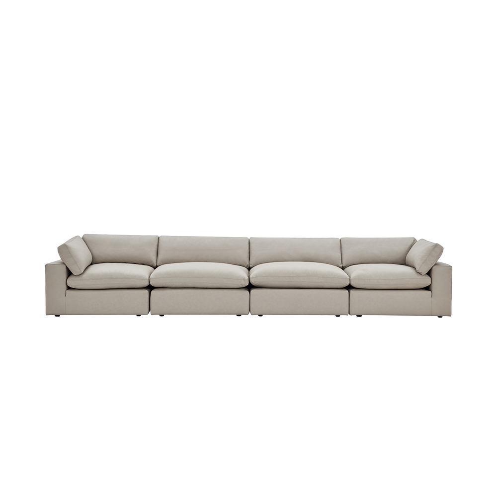 Modular Sofa in Mocha Leather with 4-Piece Design