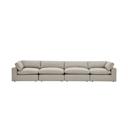 Modular Sofa in Mocha Leather with 4-Piece Design