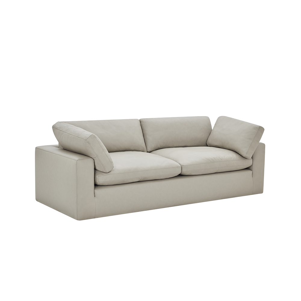 Leather 3 Seater Sofa in Mocha with Tufted Back