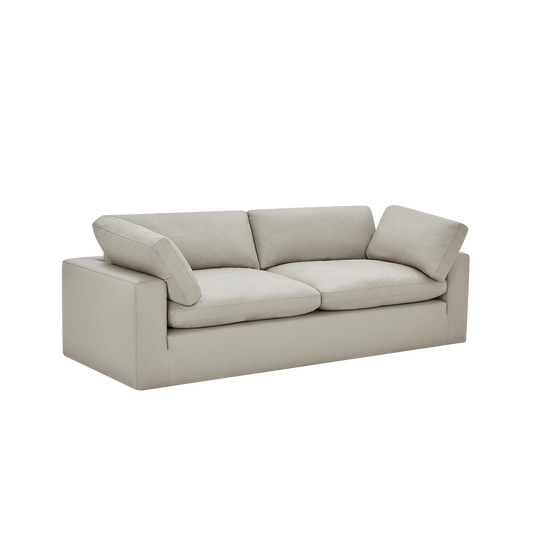 Leather 3 Seater Sofa in Mocha with Tufted Back