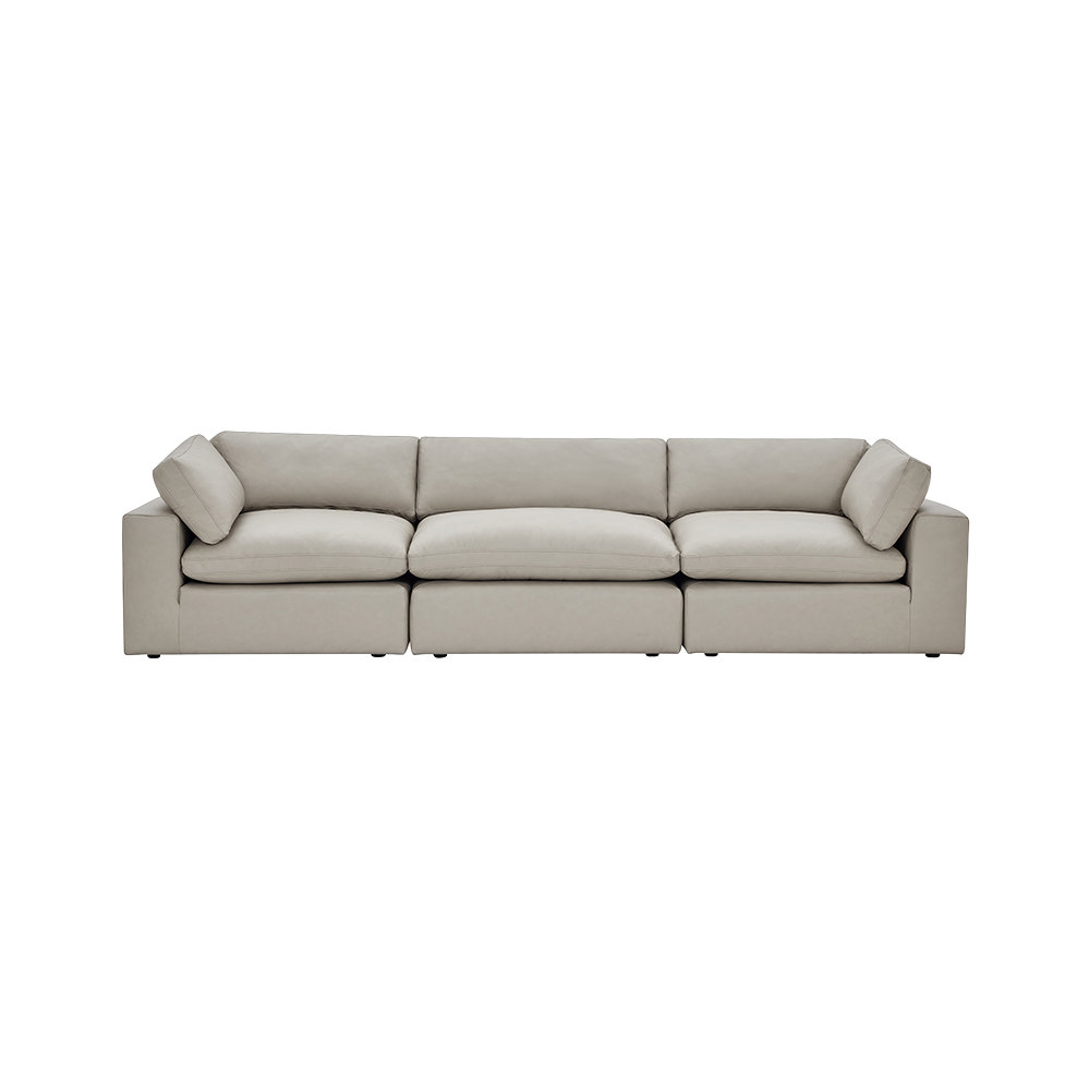 Leather 3-Piece Modular Sofa in Mocha Brown
