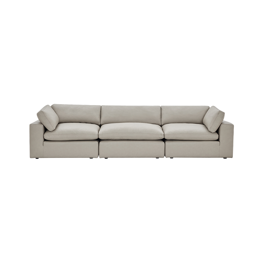 Leather 3-Piece Modular Sofa in Mocha Brown
