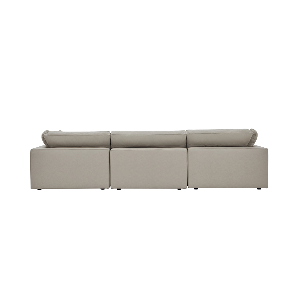 Leather 3-Piece Modular Sofa in Mocha Brown