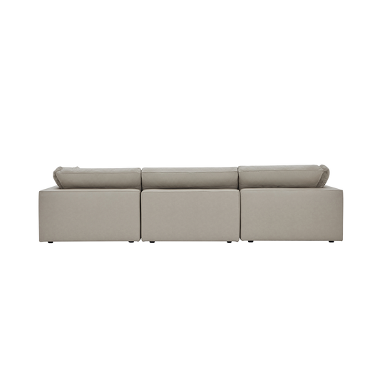 Leather 3-Piece Modular Sofa in Mocha Brown
