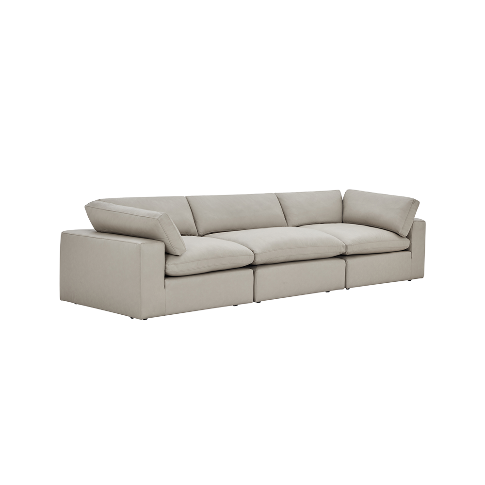 Leather 3-Piece Modular Sofa in Mocha Brown
