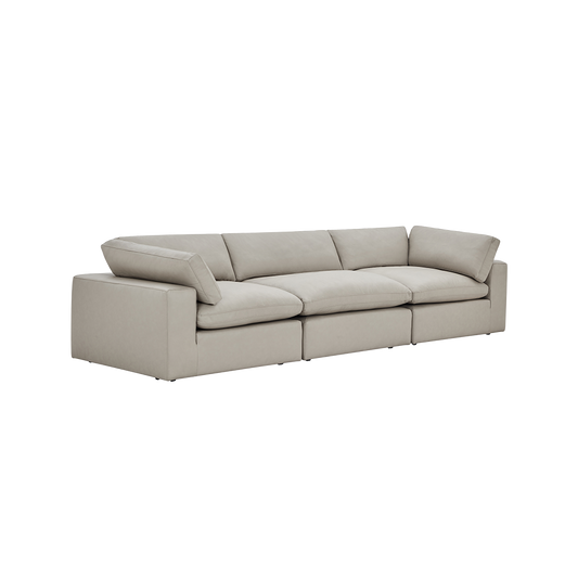 Leather 3-Piece Modular Sofa in Mocha Brown
