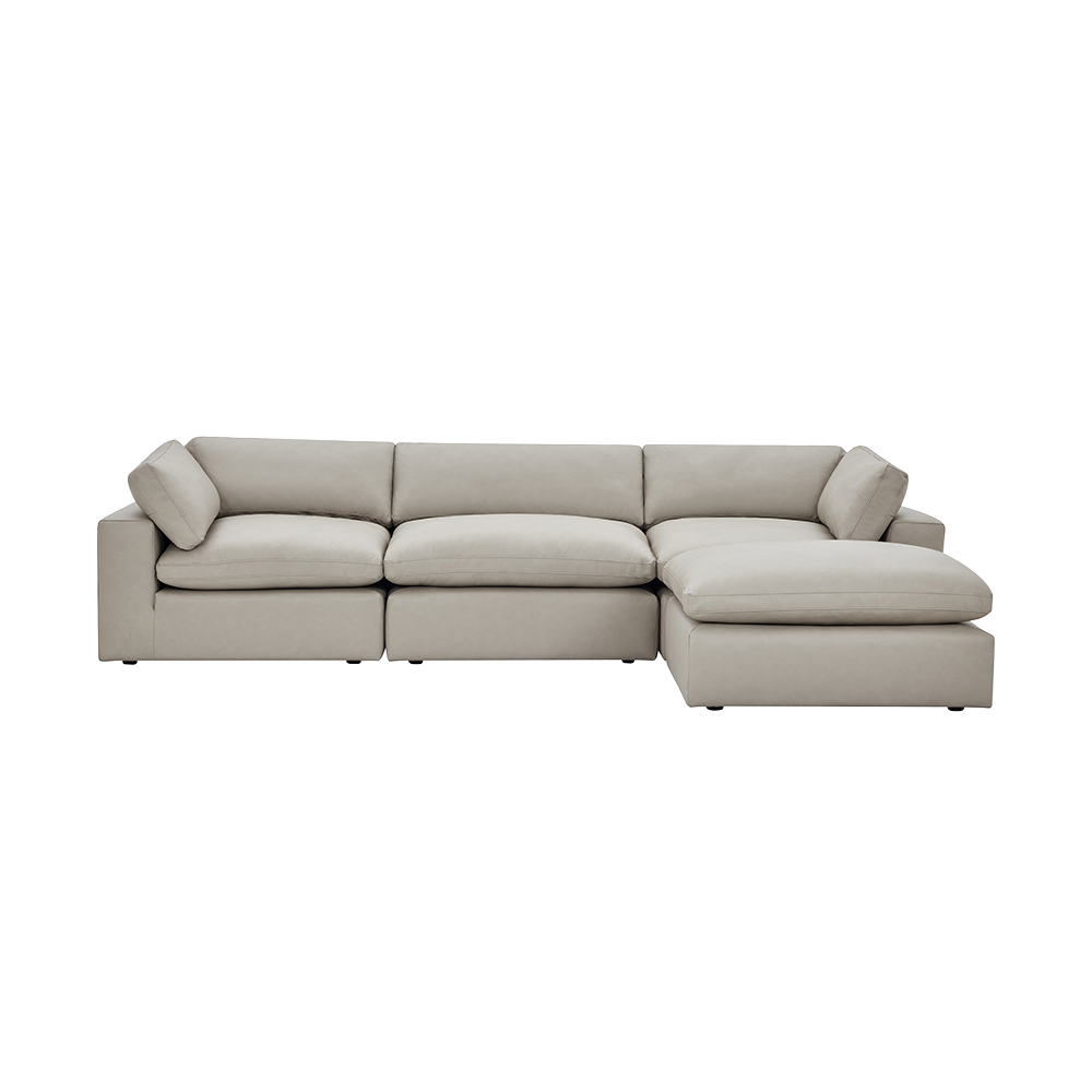 Modular Sofa Set in Mocha Leather with Ottoman