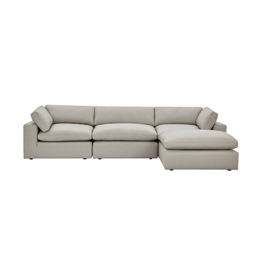 Modular Sofa Set in Mocha Leather with Ottoman