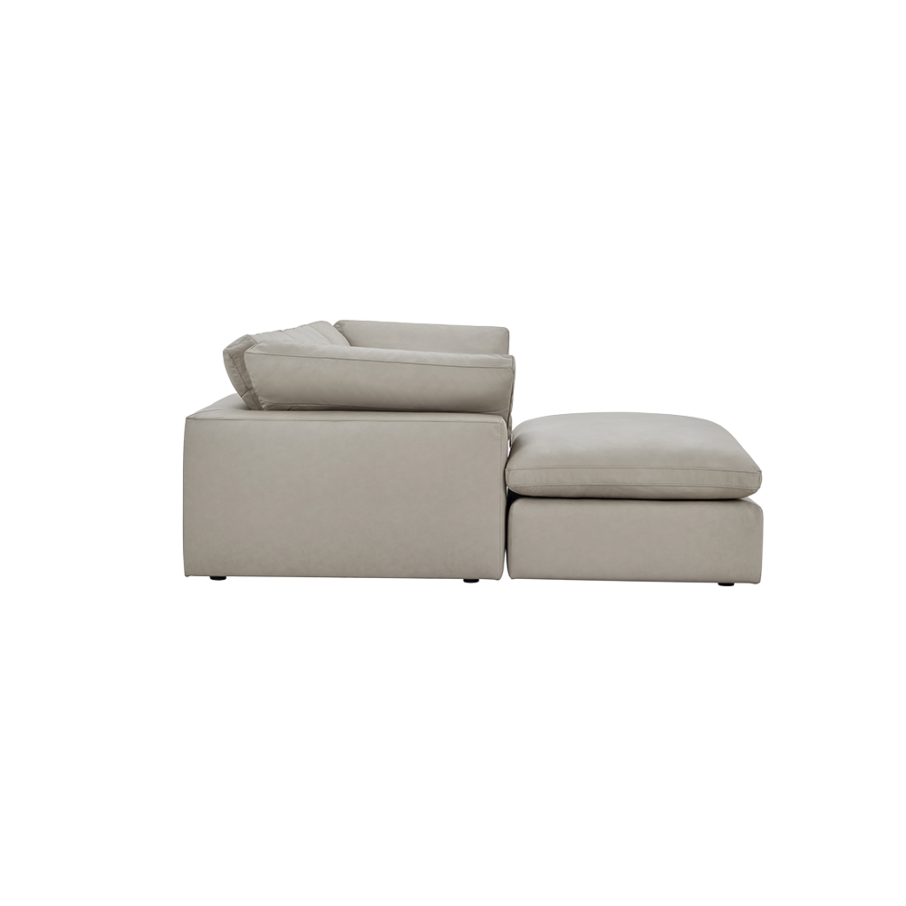 Modular Sofa Set in Mocha Leather with Ottoman