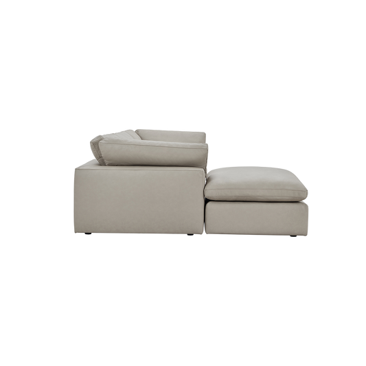 Modular Sofa Set in Mocha Leather with Ottoman