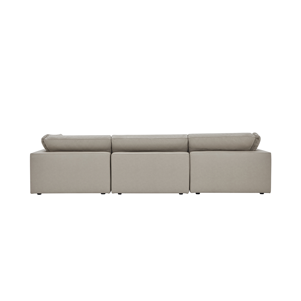 Modular Sofa Set in Mocha Leather with Ottoman