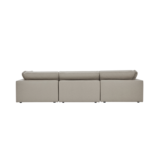 Modular Sofa Set in Mocha Leather with Ottoman