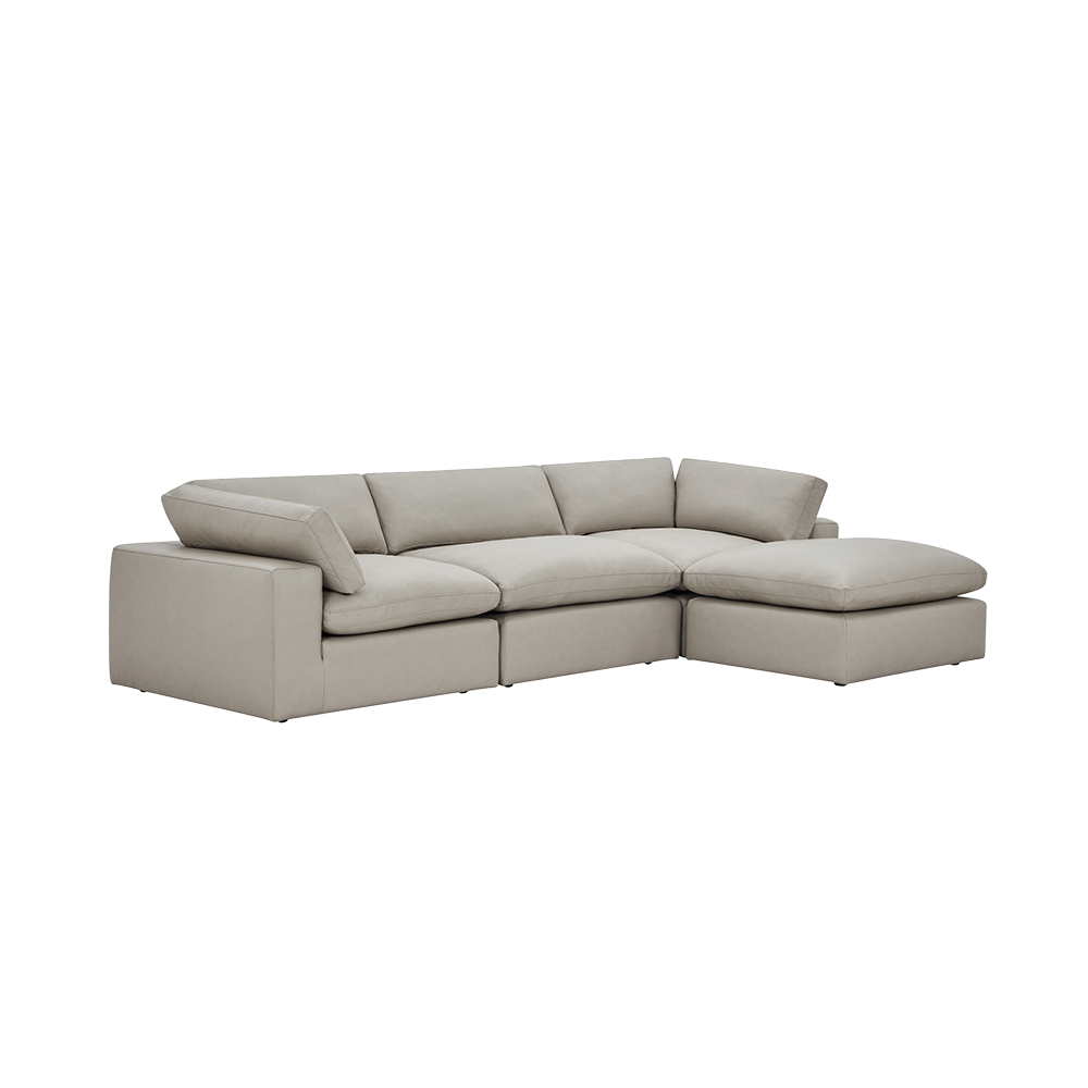 Modular Sofa Set in Mocha Leather with Ottoman
