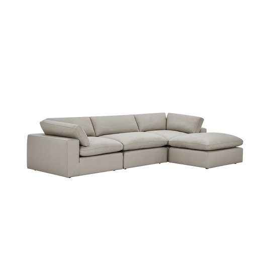 Modular Sofa Set in Mocha Leather with Ottoman