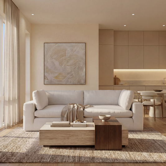 Bloom 3 Seater Sofa in Soft White Fabric