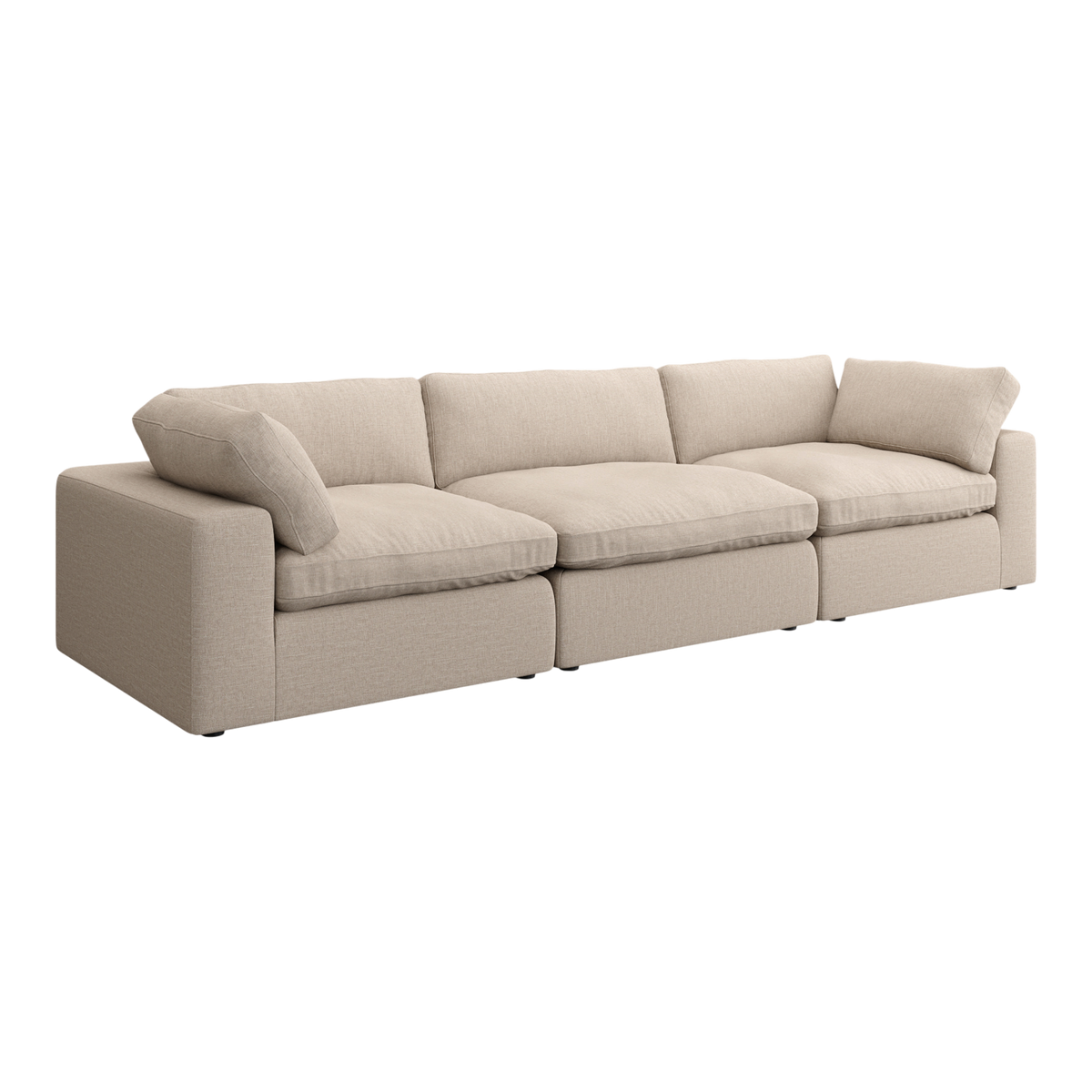 Modular Sofa Set in Beige with Curved Edges